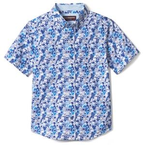 Johnston & Murphy Blue Multi-Pattern Short-Sleeve Button-Down Shirt kids 8-10